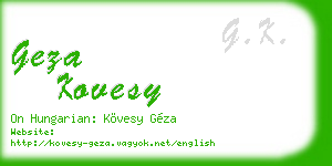 geza kovesy business card